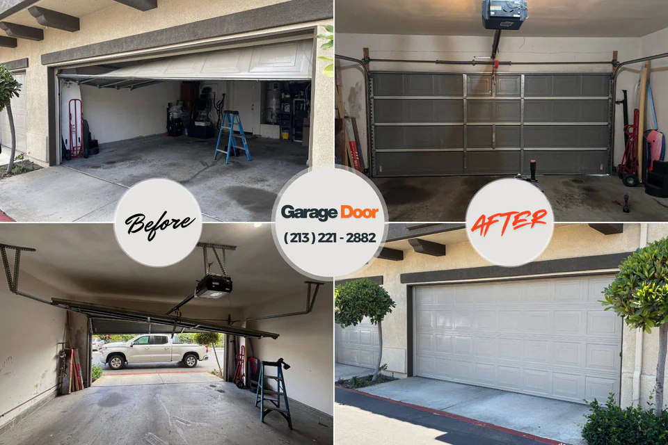 Before and after: garage door repair Hackberry, TX